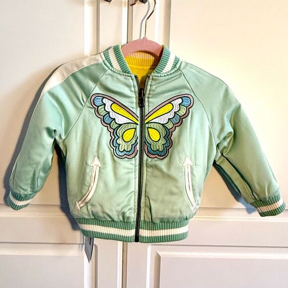 NWT Stella  McCartney Kids Reversible Butterfly Bomber Jacket.  Size 2 - Picture 8 of 15
